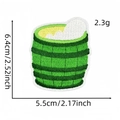 Detail view of green beer mug embroidery patch showing dimensions 6.4cm height and 5.5cm width - Style 6 (Green Bucket)