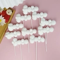 Set of 9 white plush cloud cake toppers for astronaut space themed birthday party - 10 Large Long White Clouds