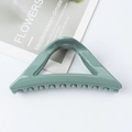 Elegant triangular Morandi green hair claw clip for a stylish half-up hairstyle - Glossy Grey Blue