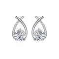 Orecchini a perno incrociati in argento S925 con zirconi brillanti e design a goccia - Perno in argento 925 / Oro Bianco
