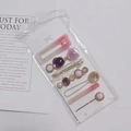 6-piece gold hair clip set with pink pearls, resin flowers and geometric designs - Pink Rain 7-Piece Set