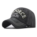 Vintage washed cotton baseball cap with FORCE U.S. ARMY CORPS embroidery on grey - Adjustable / Washed Black
