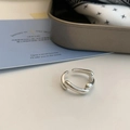 Minimalist silver open twist ring with polished finish and sleek lava design - Simple Line Open Ring (J3710)