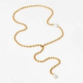 Collana a Y in acciaio inossidabile dorato con eleganti perle bianche rotonde - Oro (KD1531)