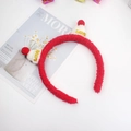 Red plush Christmas headband featuring white knitted hats with LOVE embroidery - 41# Christmas Headband - White Santa Hat
