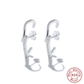 Pair of curved S925 sterling silver stud earrings with sparkling pavé cubic zirconia - Curved Inlaid Stone Style