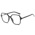 Occhiali quadrati oversize nero lucido con dettagli in metallo argentato per donna - Montatura nero lucido