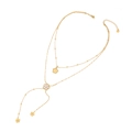 Elegante gouden dubbellaagse ketting met witte bloem hanger en bloemige kwastjes - 2# Bloemen