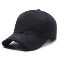 Black camouflage baseball cap featuring 3D Classic embroidery and structured cotton twill - Adjustable / Navy Blue