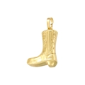 Golden western cowboy boot pendant with textured relief and zircon accents for women - Brass / VD1494 Gold (Plain)