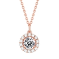 Exquisite S925 sterling silver necklace with round main gemstone in rose gold finish - White Zirconia 【Rose Gold】