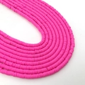 Pink flat clay spacer beads for DIY jewelry making and handmade bracelet accessory - 6mm / Rose Red