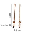 55cm wooden bead lanyard keychain with woven ring and brown tassel in beige and coffee colors - Style D / Natural Wood Color