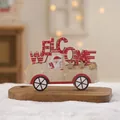 Car-shaped wooden Christmas table sign with Welcome text and Santa Claus print - Christmas Truck Welcome