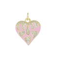 Pink heart pendant with 18K gold plating and clear zircons in melting design - Pink