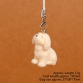 Lindo colgante de perrito flocado blanco crema con mosquetón y correa, longitud total 100 mm - Sin Cordón Con Cáncamo / Labrador