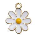 White and yellow daisy enamel flower charm with golden metal loop for DIY jewelry - 1pc White Enamel Small Daisy 15x18mm