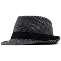 Cappello fedora classico britannico in lana a quadri grigi con fascia nera su sfondo bianco - M (56-58cm) / Quadri Grigi e Neri