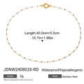Golden stainless steel necklace with red beads, adjustable 40cm+5cm chain length - Minimalist Fine Chain Red Bead Style (JDNW2408018-RD)
