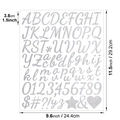 Detailed view of 1.5-inch silver glitter alphabet and number stickers with dimensions - Silver