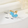 Blue flying pig enamel charm with gold wings and size details: 11.3mm x 18mm - Blue Pegasus