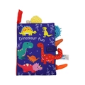 Washable baby cloth book with dinosaur fun theme and colorful tactile sensory tags - T-Rex (Dinosaur)