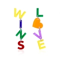 Colorful acrylic letter earrings featuring WINS and LOVE designs with heart detail - Color Acrylic WINS LOVE Heart