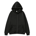 Classic black zip-up hoodie for couples with drawstring hood and front pockets - S / Black