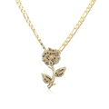 Detailed macro view of 18K gold Figaro chain featuring a colorful zircon rose pendant - Figaro Chain-Colorful Rose