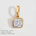 Eleganter quadratischer Anhänger aus 14K vergoldetem Edelstahl mit April-Geburtsstein - April Weiß - Gold