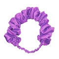 Elegant purple satin pleated wide elastic headband for women over a white background - Violet