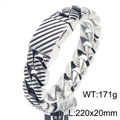 Bracciale a catena cubana punk argento da 20mm con strisce diagonali peso 171g - 20mm Color Acciaio Argento (KB1862281-KJX)