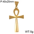 Colgante Ankh dorado de acero inoxidable pulido, símbolo de vida egipcio 40x25mm - Oro Pequeño (KP57172-BD) / Con cadena