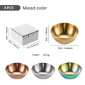 Set of 4 mixed color stainless steel sauce dishes in gold, rose gold, silver, and rainbow - Mixed Colors Large 4PCS