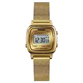 Digital gold ladies watch with Milanese steel strap and alarm function - Gold - Mesh Band