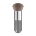 Portable chubby foundation brush with brown bristles, silver ferrule, and grey handle - Small Chubby Grey Silver Grey Hair