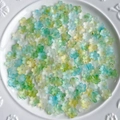 Blue and green gradient resin flower beads with gold glitter for DIY jewelry making - Green Gradient