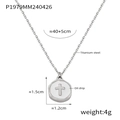 Titanium steel necklace with black oil-dripped cross pendant and adjustable chain - Steel White Cross Style (P1979)