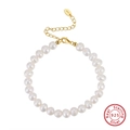 Elegant S925 sterling silver bracelet with natural freshwater pearls and golden clasp - Gold Adjustable Chain Pearl (GPB10)