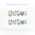 Handmade 3D cartoon cow and milk bottle press-on nails set with relief art - Ox