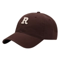 Casquette de baseball marron foncé en coton avec broderie lettre R blanche - Adulte Réglable / café