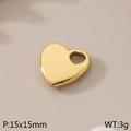 Goldener Herzanhänger aus Edelstahl 15x15mm mit poliertem Hohlraum für DIY-Schmuck - Einloch-Herzanhänger (KLJ100-Z) / 15x15mm