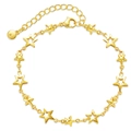 18K vergoldetes Armband mit hohlen und massiven Sternanhängern und verstellbarer Kette - 18K Gold / Gold (KB0022-)