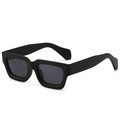 Vintage square sunglasses with matte black frames and wide temples for outdoor wear - Matte Black Frame Black Grey Lens