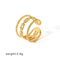 Three-layer 18k gold plated stainless steel ring with chain and twist design, 14mm inner diameter - Three-Layer Twist Rope Chain Style (HF-J1274)