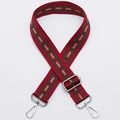 Adjustable red woven shoulder strap with green and gold jacquard and silver hardware - No.313 Wine Red Chain - Silver Hook