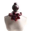 British style red and black buffalo check plaid cat collar with decorative fabric flower - Red & Black Plaid Sun Flower