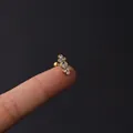 Golden 16g stainless steel screw back ear stud with cluster of sparkling zircons - 4# Gold