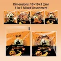 Halloween self-adhesive candy bags with pumpkin and ghost prints, 10x10cm 4-pack mix - Happy Castle Approx 100pcs