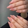 Glossy nude pink translucent almond shaped press-on nails with high mirror finish - Nude Pink Glossy (CW263)